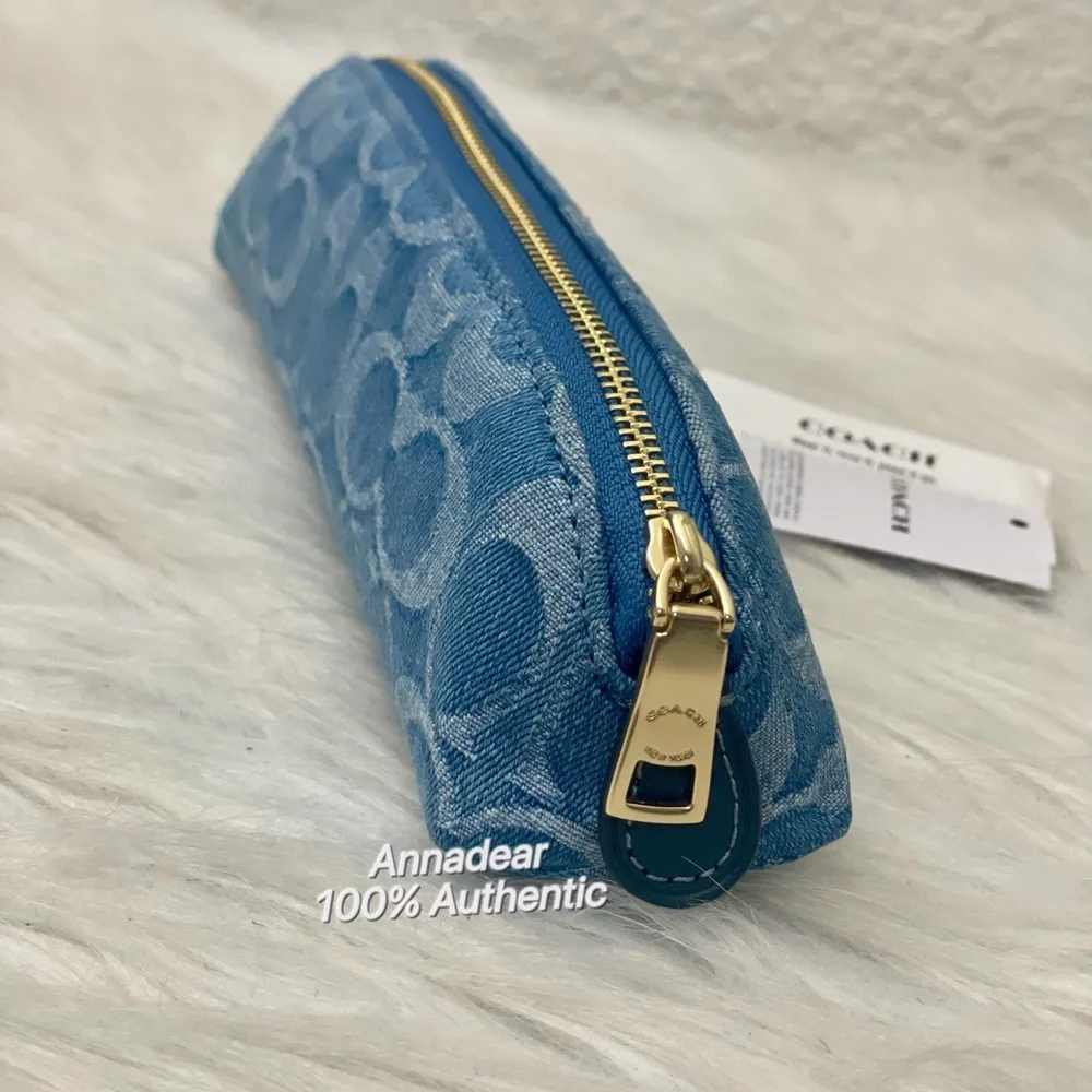 Coach Pencil Case In Signature Denim CDC10 NWT Color: IM/INDIGO
